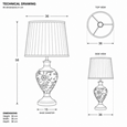 Hepburn Large Ceramic Table Lamp with Ivory Pleat Shade - Black Print & Silver