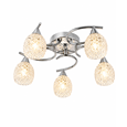 Hendon Semi Flush Silver Chrome 5 Light Ceiling Light with Crystal Glass Shades