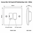 Convex Slim White 13A Fused DP Switched Spur Unit