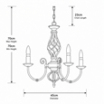 Kingswood Barley Twist Traditional Semi Flush Pendant - 3 Light