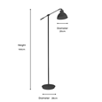 Cantilever Industrial Style Floor Lamp with Metal Shade - Pewter Grey