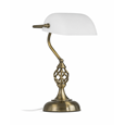 Kingswood Barley Twist Traditional Bankers Lamp - Opal Glass Shade