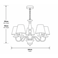 Craven Ceiling 5 Light Chandelier Pendant - Pewter Painted Finish - Linen Shades
