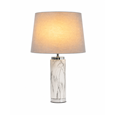 Cylinder Grey Marble Effect Table Lamp with Grey Silver Lined Shade