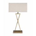 Large X Modern Rectangle Statement Table Lamp with Ivory Shade - Antique Brass