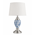 Malham Small Table Lamp with Matching Shade - Modern White, Blue, Silver