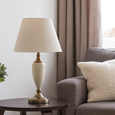 Large Malham Cream Ceramic and Antique Brass Traditional / Classic Table Lamp