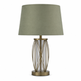 Ashleigh Antique Brass Amber Glass Table Lamp with Sage Green
