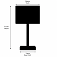 Medici Modern Rectangular Silver & Dark Wood Table Lamp - Grey Hessian Shade