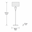 V Design Antique Brass Space-Saving Slimline Floor Lamp with Grey Linen Shade