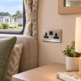 Round Edge Brushed Steel 13A 2G DP Switched Socket - Black Insert