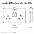 Convex Slim White 13A Twin Switched Socket - Single Pole