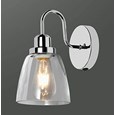 Modern Chrome Leeto Switched Wall Light with Glass Shade