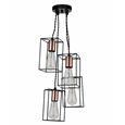 Riva Cluster Ceiling Pendant Light - Black & Copper Cascading 4-Light Design