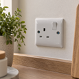 Convex Slim White 13A Single Switched Socket - Single Pole