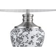 Hepburn Large Printed Ceramic Table Lamp with Grey Shade - Black Print & Silver