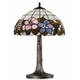 Lily Medium Tiffany Style Stained Glass Table Lamp with Antique Metal Base