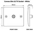 Convex Slim White 1G TV Socket