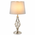 Queenswood Classic Barley Twist Table Lamp with Grey Silver Lined Shade - Silver