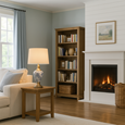 Hepburn Large Ceramic Table Lamp with White Gold Shade - Blue Print, Brass