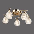 Hendon Semi Flush Antique Brass 5 Light Ceiling Light with Crystal Glass Shades