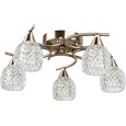 Hendon Semi Flush Antique Brass 5 Light Ceiling Light with Crystal Glass Shades