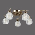Hendon Semi Flush Antique Brass 5 Light Ceiling Light with Crystal Glass Shades