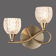 Hendon Antique Brass Twin Double Wall Light with Crystal Glass Shades