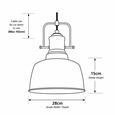 Bodmin Large Industrial Dome Pendant Gun Metal Pewter Adjustable Ceiling Light