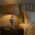 Hepburn Large Grey Marble Effect Table Lamp with Grey Silver Lined Shade - Grey