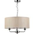 Korus Ceiling Chain 3 Light - Satin Silver Finish - Matching Natural Beige Cream