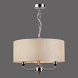 Korus Ceiling Chain 3 Light - Satin Silver Finish - Matching Natural Beige Cream