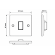 Round Edge Brushed Steel 10AX 1G 2W Switch Plate - Black Insert