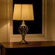 Hepburn Large Barley Twist Antique Brass Table Lamp with Ivory Pleated Shade
