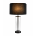 Arezo Black Glass Cylinder Table Lamp CW Gold Lined Black Shade
