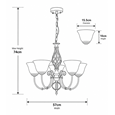 Kingswood 5 Light Ceiling Light with Alabaster Glass Shades - Antique Brass