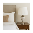 Hepburn Large Grey Marble Table Lamp with Ivory Pleat Shade - Grey & Silver