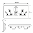 Round Edge Matt Black 13A 2G SP Switched Socket with USB-A & USB-C