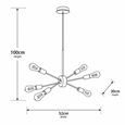 Alpha Industrial Modern Black Sputnik Style 6 Light Pendant Ceiling Light