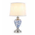 Hepburn Large Ceramic Table Lamp with Matching Shade - Modern White, Blue Silver