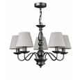 Craven Ceiling 5 Light Chandelier Pendant - Pewter Painted Finish - Linen Shades