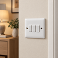 Convex Slim White 10A 3G 2W Switch Plate with Link Leads - White