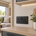 Round Edge Matt Black 13A 2G DP Switched Socket