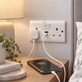 Convex Slim White 2G Switched Socket with USB-A & USB-C