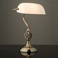 Kingswood Barley Twist Traditional Bankers Lamp - Opal Glass Shade