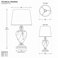 Hepburn Large Grey Marble Effect Table Lamp with Grey Silver Lined Shade - Grey