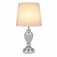 Malham Grey Ceramic Table Lamp with Matching Drum Shade - Modern Grey & Silver