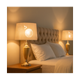 Malham Large Table Lamp with Lacy Bloom Stencil Shade - Champagne Gold & Silver