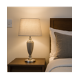 Malham Large Classic Ceramic Table Lamp with Shade - Grey and Satin Silver