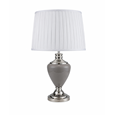 Hepburn Large Ceramic Table Lamp with Ivory Pleated Shade - Modern Grey & Silver